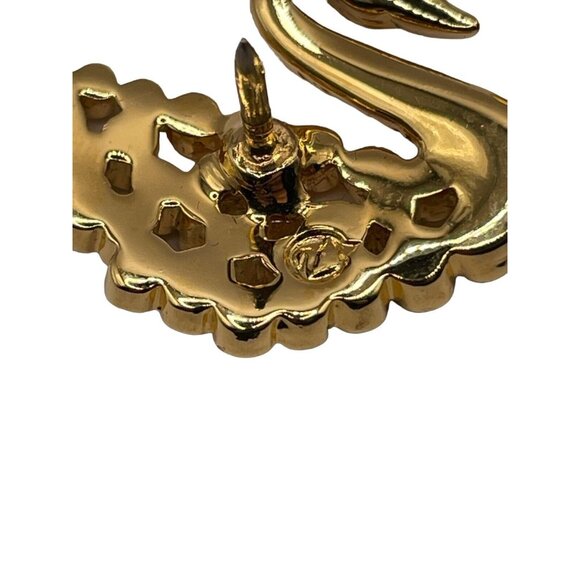 Swarovski Signed Multicolor Crystal Gold Tone Colorful Swan VTG Lapel Pin Brooch - Picture 8 of 9
